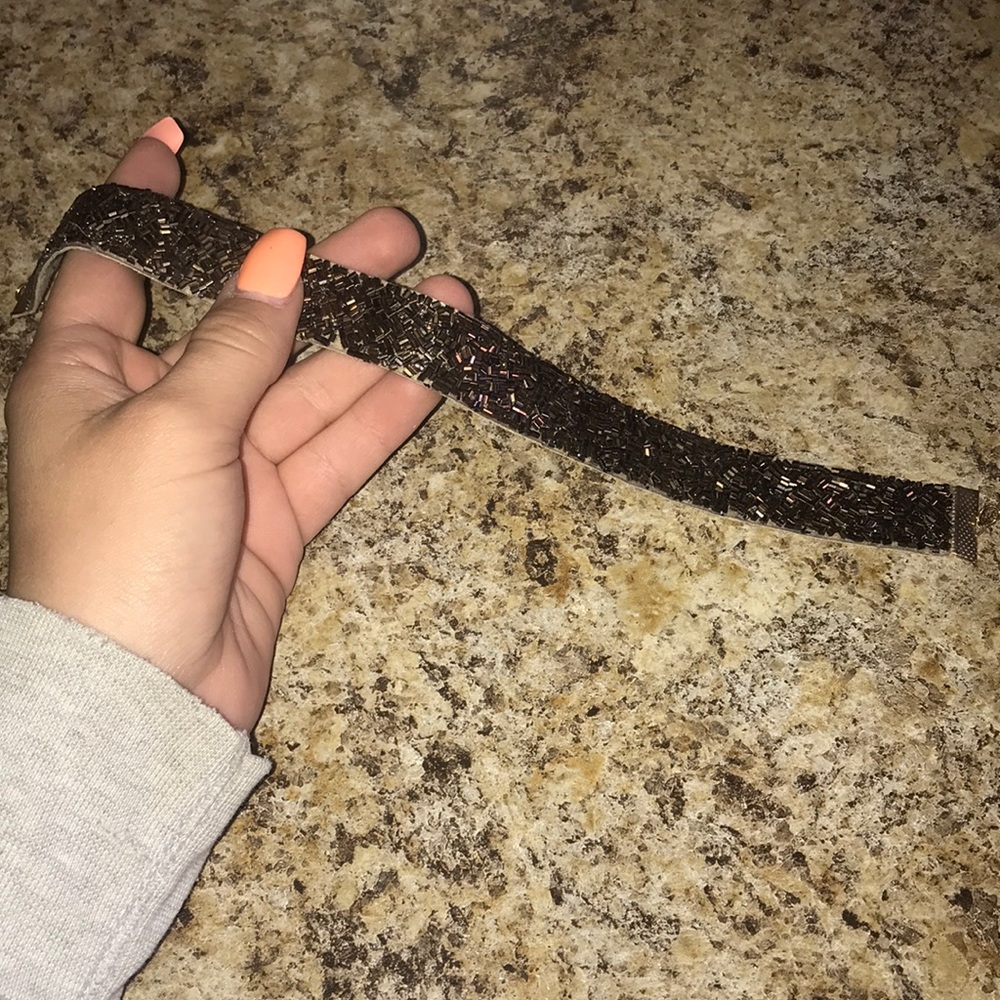 Brown beaded choker necklace